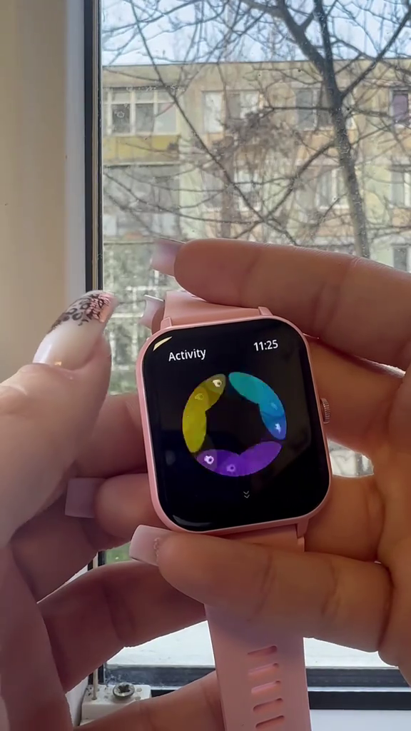 Smartwatch H-go Sport Presiune arteriala, Bluetooth,Roz