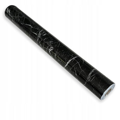 Folie autoadeziva pentru mobila cu model marmura neagra, autocolant decorativ PVC, 60 x 300 cm