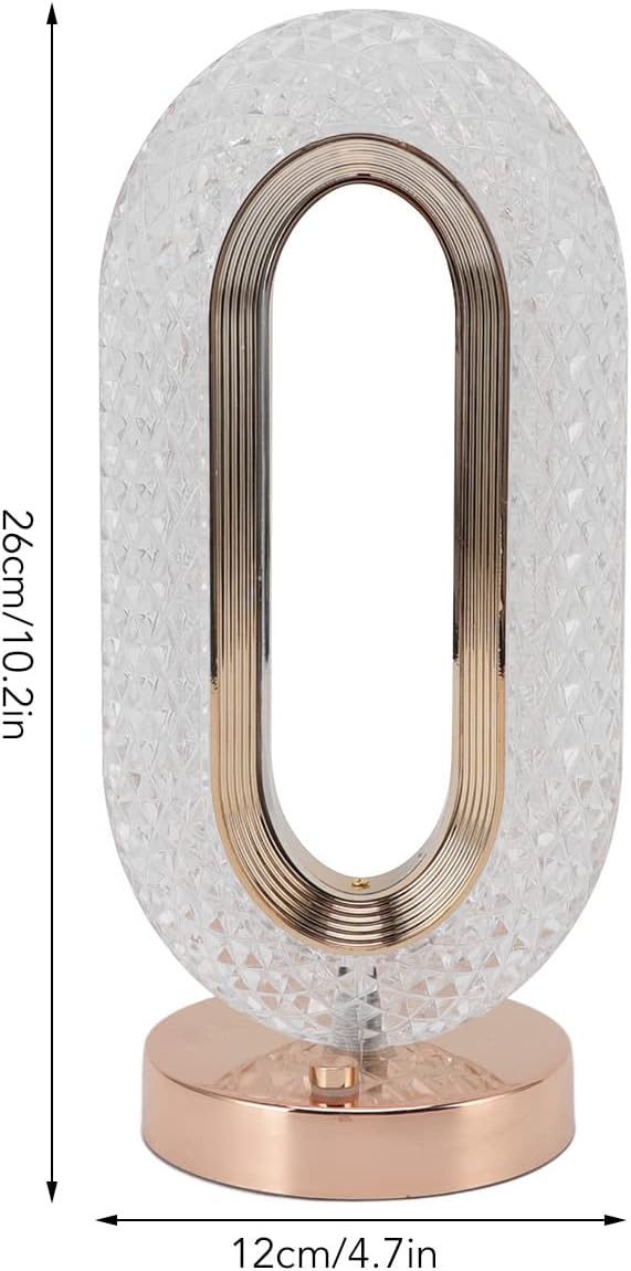 Lampă LED Cristal, Lumina Ambientală 3 Culori, Control Touch, Reîncărcabilă USB, Portabilă, Auriu