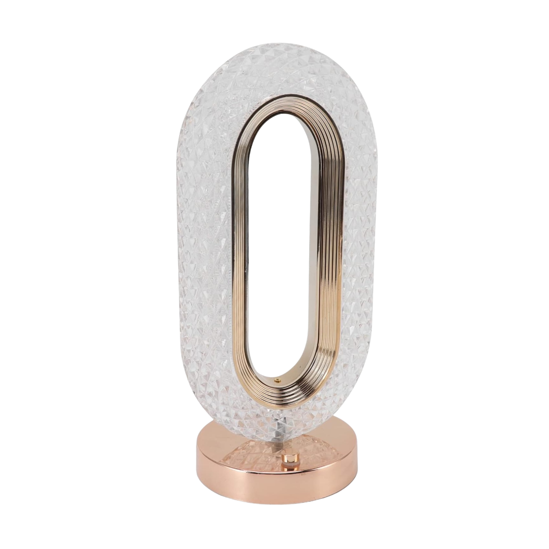 Lampă LED Cristal, Lumina Ambientală 3 Culori, Control Touch, Reîncărcabilă USB, Portabilă, Auriu