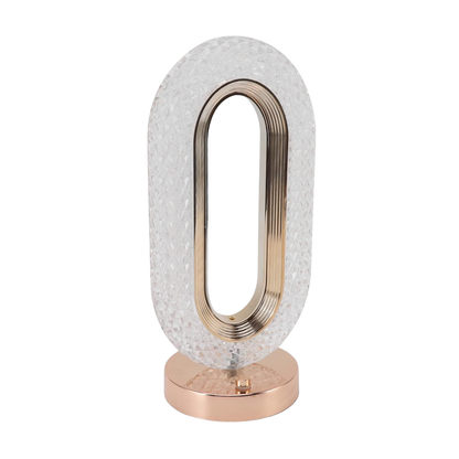 Lampă LED Cristal, Lumina Ambientală 3 Culori, Control Touch, Reîncărcabilă USB, Portabilă, Auriu