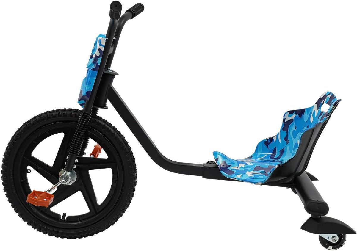 Tricicletă Drift Copii 6+ ani, Capacitate 100 kg, Pedale Antiderapante, Scaun Stabil, Roată Față 40 cm