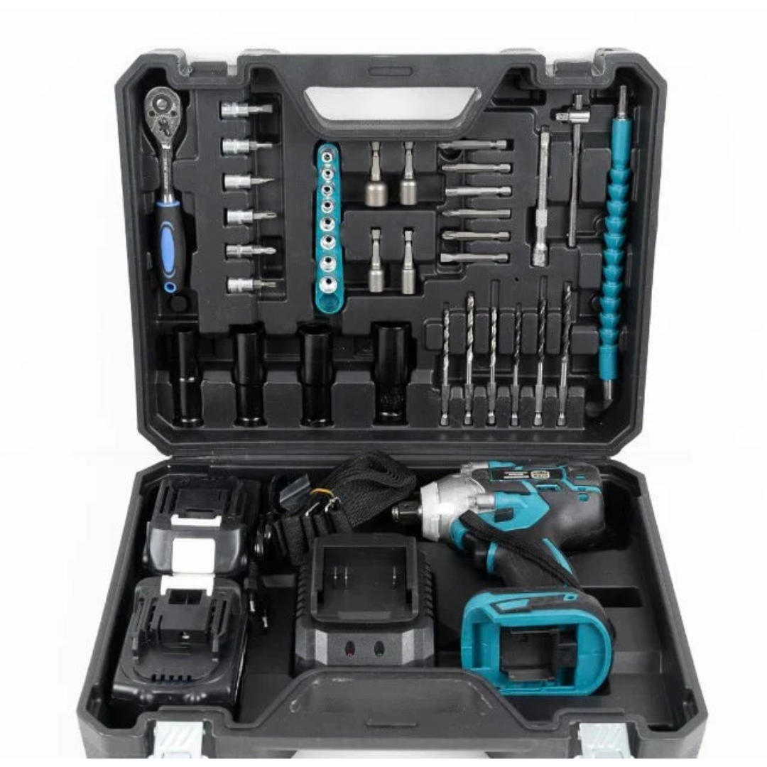 Mașină Profesională de Înșurubat cu Impact 48V – Motor Brushless, 280 Nm, 2 Acumulatori, 43 Accesorii, Valiză Transport