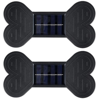 Set 2 Lămpi Solare LED de Perete, cu Lumină Alb Cald Bidirecțională, Decorative pentru Exterior