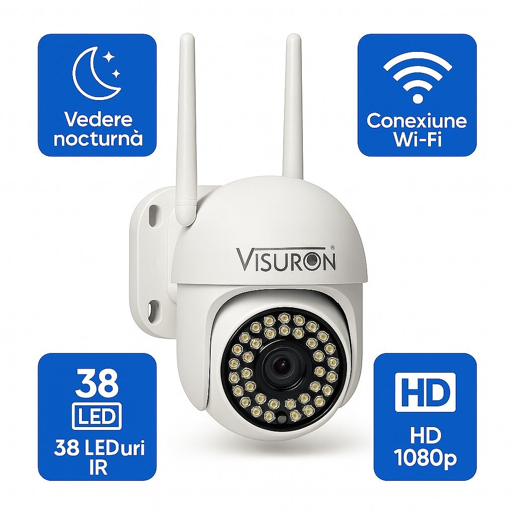 Cameră de Supraveghere VISURON WiFi – Protecție Completă, Zi și Noapte