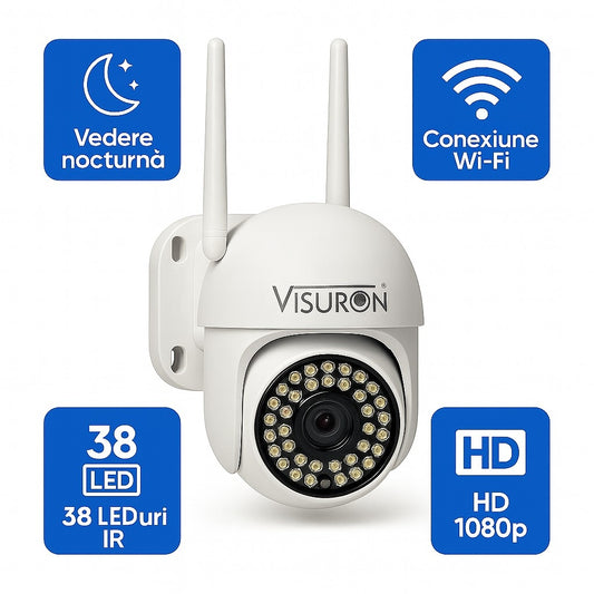 Cameră de Supraveghere VISURON WiFi – Protecție Completă, Zi și Noapte