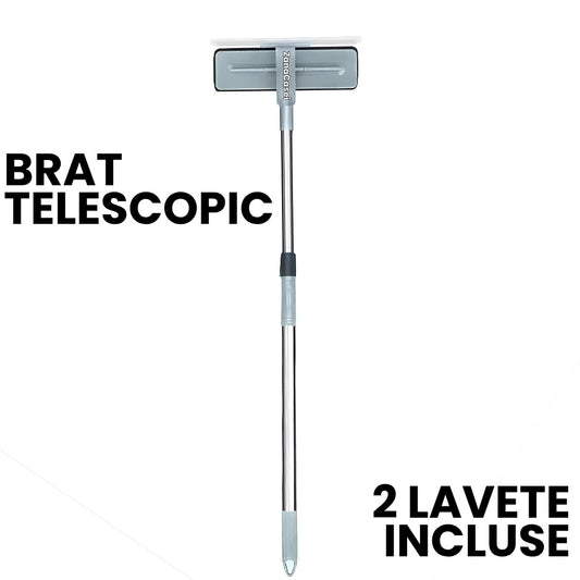 Racletă Telescopică pentru Geamuri – Extensibilă până la 130 cm, cu 2 Rezerve Incluse